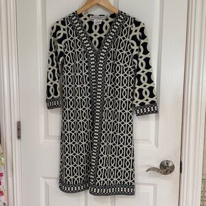 Gretchen Scott Designs Black and White Midi Dress